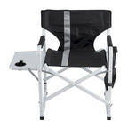 2-piece Padded Folding Outdoor Chair with Side Table and Storage Pockets
