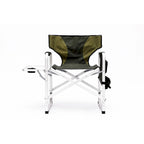 2-piece Padded Folding Outdoor Chair with Side Table and Storage Pockets