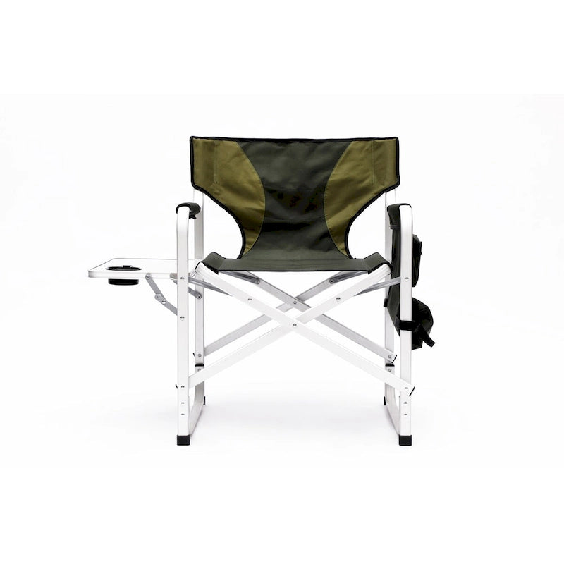 2-piece Padded Folding Outdoor Chair with Side Table and Storage Pockets