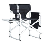 2-piece Padded Folding Outdoor Chair with Side Table and Storage Pockets