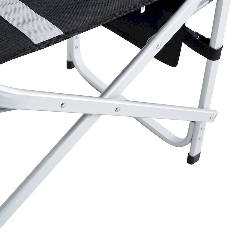 2-piece Padded Folding Outdoor Chair with Side Table and Storage Pockets