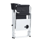 2-piece Padded Folding Outdoor Chair with Side Table and Storage Pockets