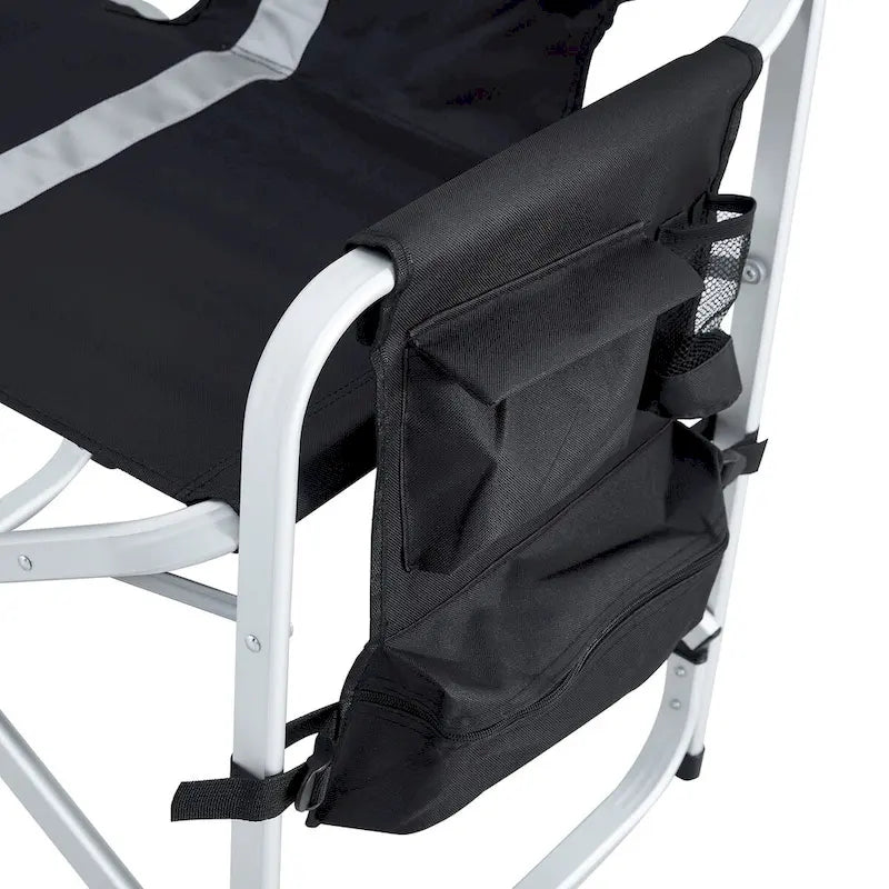 2-piece Padded Folding Outdoor Chair with Side Table and Storage Pockets