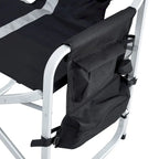 2-piece Padded Folding Outdoor Chair with Side Table and Storage Pockets