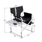2-piece Padded Folding Outdoor Chair with Side Table and Storage Pockets