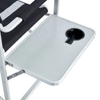 2-piece Padded Folding Outdoor Chair with Side Table and Storage Pockets