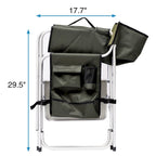 2-piece Padded Folding Outdoor Chair with Side Table and Storage Pockets