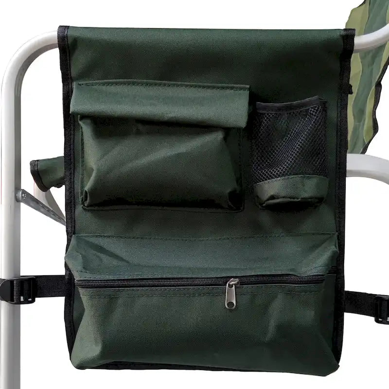 2-piece Padded Folding Outdoor Chair with Side Table and Storage Pockets