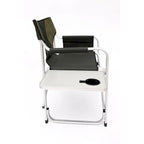 2-piece Padded Folding Outdoor Chair with Side Table and Storage Pockets