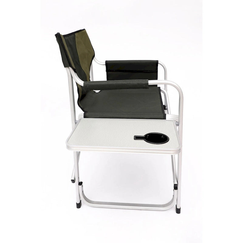 2-piece Padded Folding Outdoor Chair with Side Table and Storage Pockets