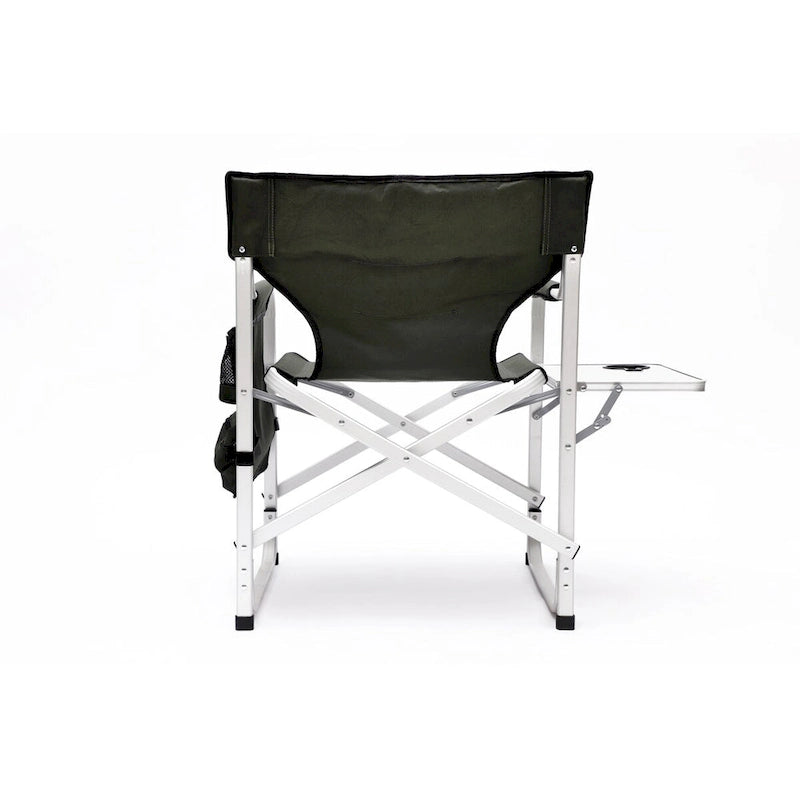 2-piece Padded Folding Outdoor Chair with Side Table and Storage Pockets