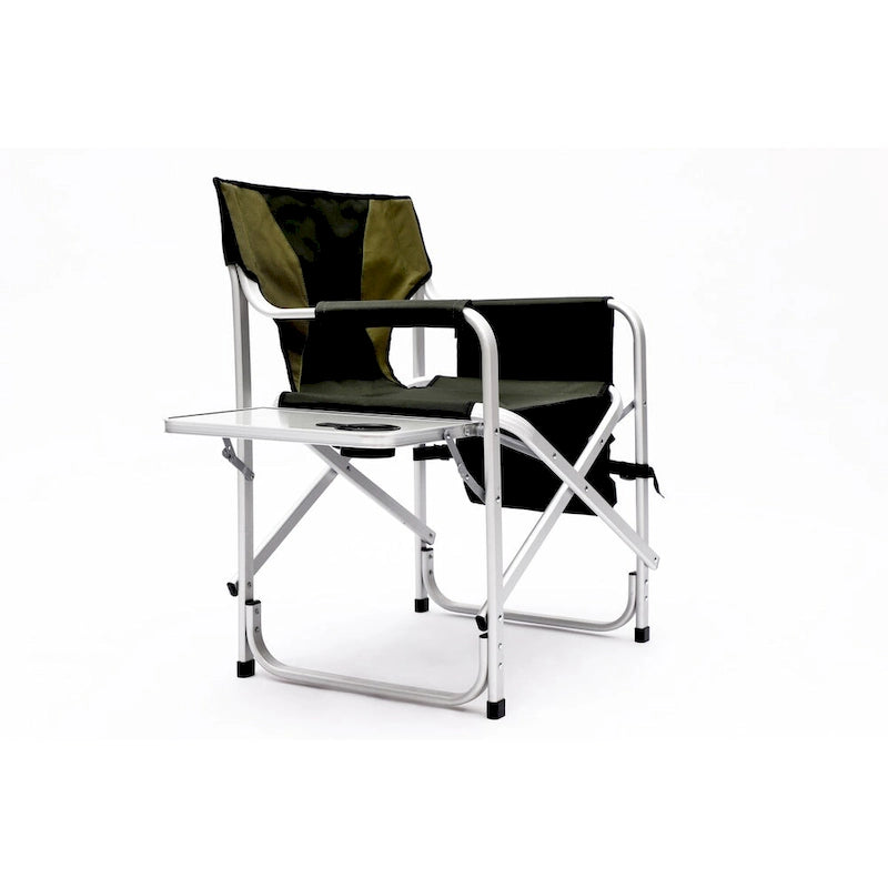 2-piece Padded Folding Outdoor Chair with Side Table and Storage Pockets