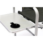 2-piece Padded Folding Outdoor Chair with Side Table and Storage Pockets