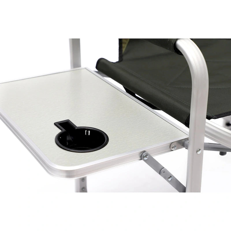 2-piece Padded Folding Outdoor Chair with Side Table and Storage Pockets