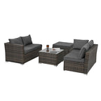 Patio Furniture, Outdoor Furniture, Seasonal PE Wicker Furniture, 4 Set Wicker Furniture With Tempered Glass Coffee Table