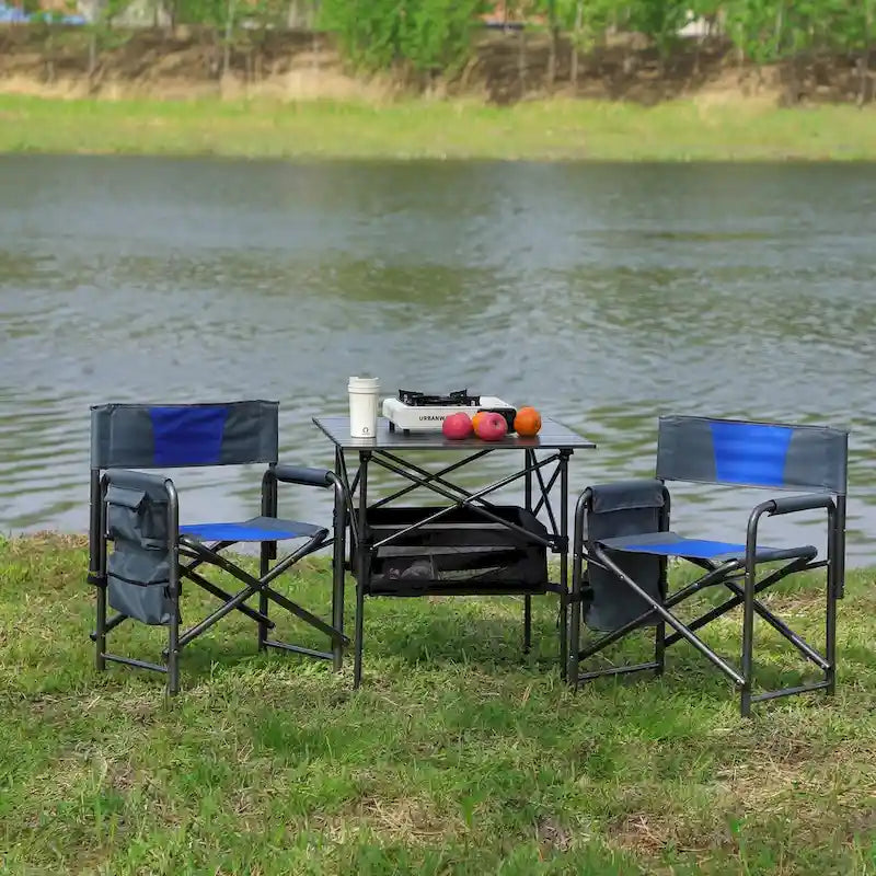 Set of 3, Folding Outdoor Table and Chairs Set for Indoor, Outdoor Camping, Picnics, Beach,Backyard, BBQ, Party, Patio
