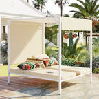 Adjustable Outdoor Patio Two Person Sunbed Daybed with Cushions