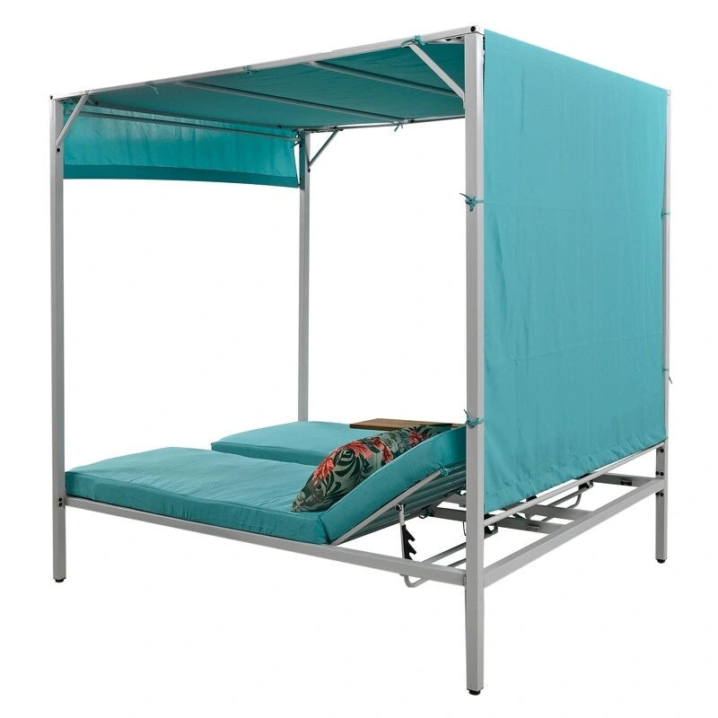 Adjustable Outdoor Patio Two Person Sunbed Daybed with Cushions