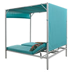 Adjustable Outdoor Patio Two Person Sunbed Daybed with Cushions