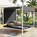 Adjustable Outdoor Patio Two Person Sunbed Daybed with Cushions
