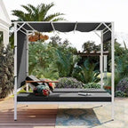 Adjustable Outdoor Patio Two Person Sunbed Daybed with Cushions
