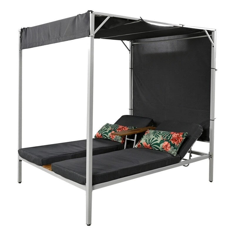 Adjustable Outdoor Patio Two Person Sunbed Daybed with Cushions