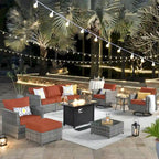 XIZZI 10-piece Patio Wicker Furniture Set with Fire Pit