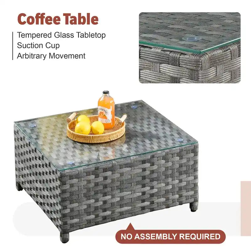 XIZZI 10-piece Patio Wicker Furniture Set with Fire Pit