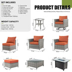 XIZZI 10-piece Patio Wicker Furniture Set with Fire Pit