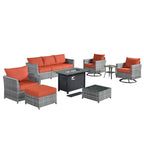 XIZZI 10-piece Patio Wicker Furniture Set with Fire Pit