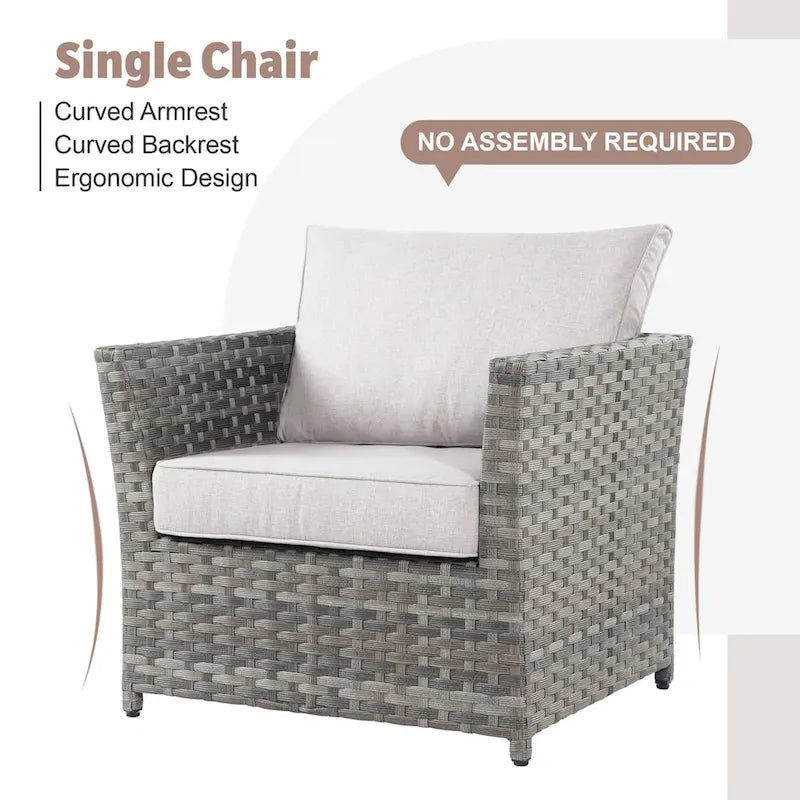 XIZZI 10-piece Patio Wicker Furniture Set with Fire Pit