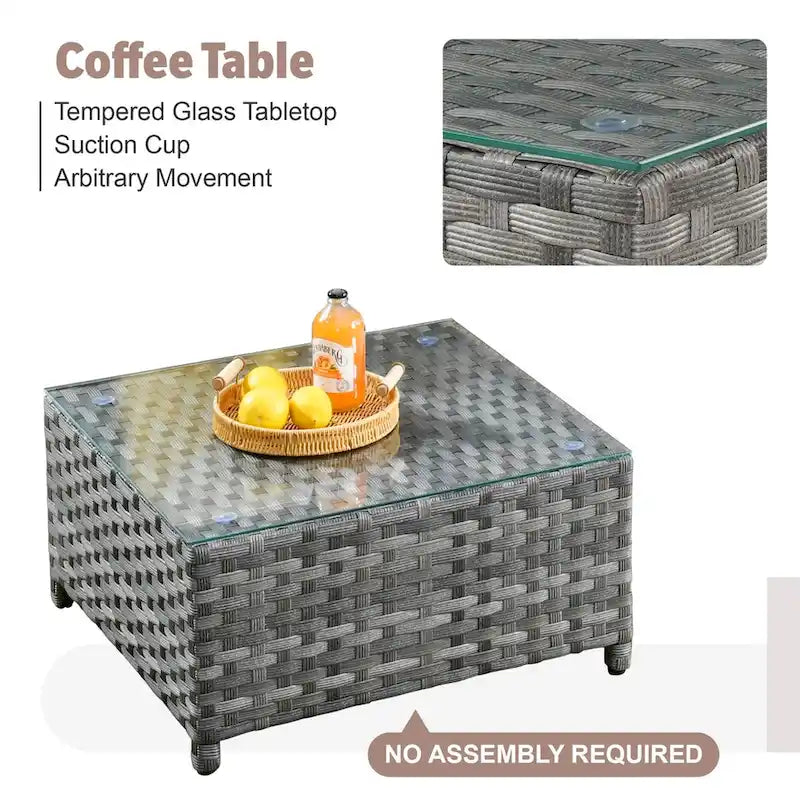 XIZZI 10-piece Patio Wicker Furniture Set with Fire Pit
