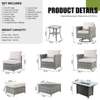 XIZZI 10-piece Patio Wicker Furniture Set with Fire Pit