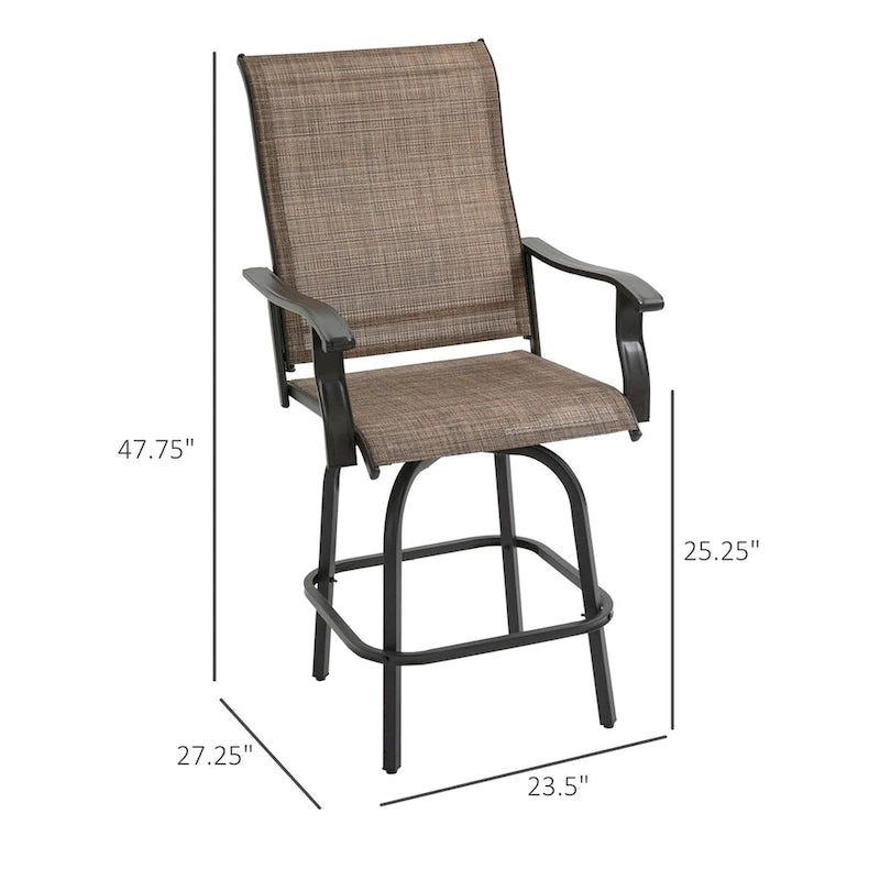Outsunny Set of 2 Outdoor Swivel Bar Stools w/Armrests,Patio Chairs