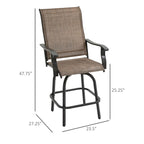 Outsunny Set of 2 Outdoor Swivel Bar Stools w/Armrests,Patio Chairs