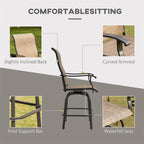 Outsunny Set of 2 Outdoor Swivel Bar Stools w/Armrests,Patio Chairs