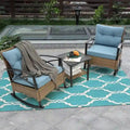 3 Piece Outdoor Rattan Rocking Chair with Coffee Table