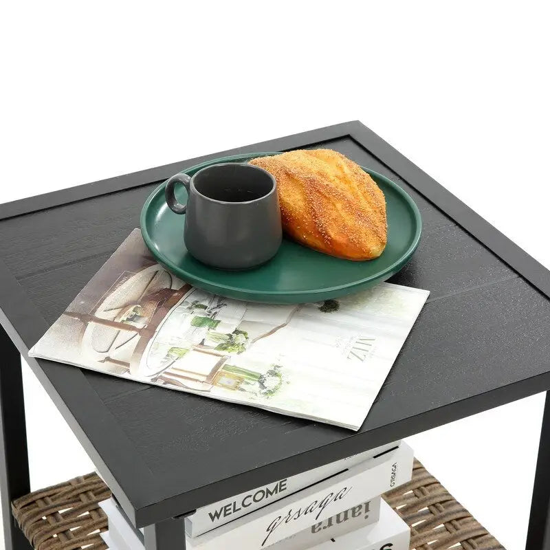 3 Piece Outdoor Rattan Rocking Chair with Coffee Table