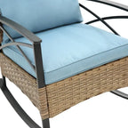 3 Piece Outdoor Rattan Rocking Chair with Coffee Table