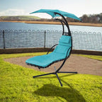 Outdoor Swing Chaise Lounge with Removable Canopy and Cushion