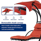 Outdoor Swing Chaise Lounge with Removable Canopy and Cushion