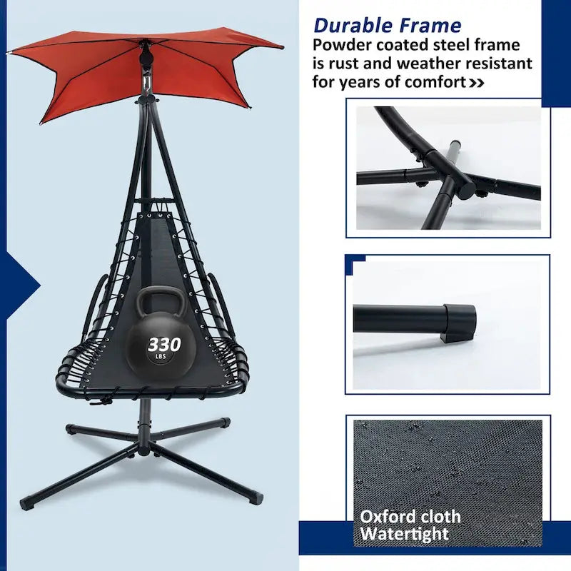 Outdoor Swing Chaise Lounge with Removable Canopy and Cushion