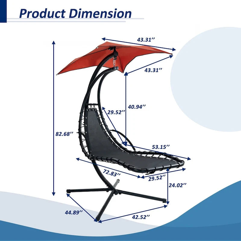 Outdoor Swing Chaise Lounge with Removable Canopy and Cushion