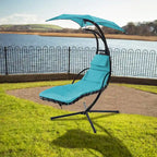 Outdoor Swing Chaise Lounge with Removable Canopy and Cushion