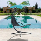 Outdoor Swing Chaise Lounge with Removable Canopy and Cushion