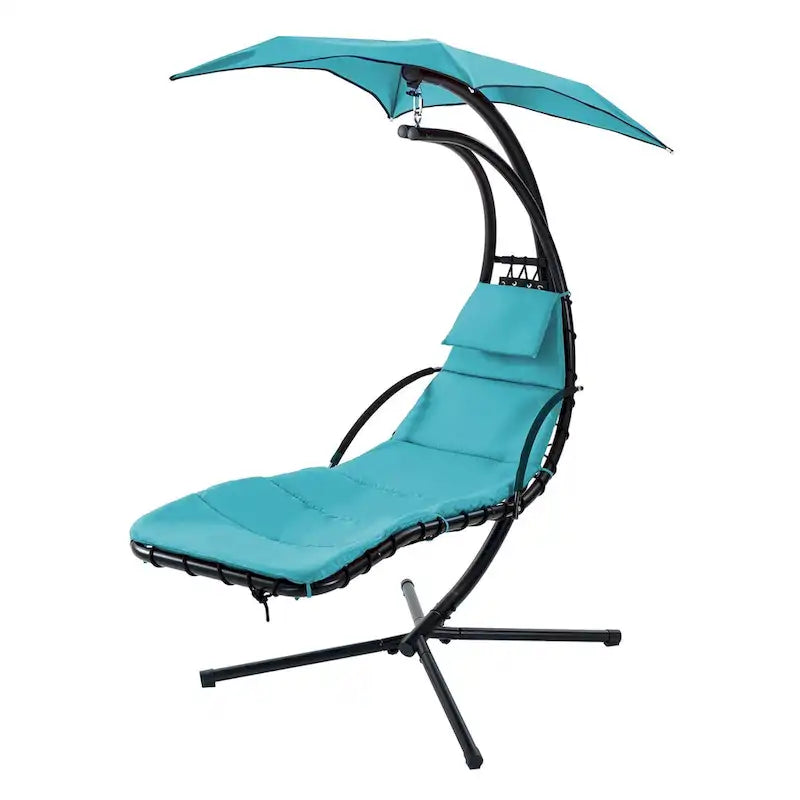 Outdoor Swing Chaise Lounge with Removable Canopy and Cushion