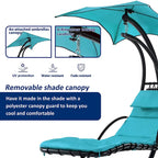 Outdoor Swing Chaise Lounge with Removable Canopy and Cushion
