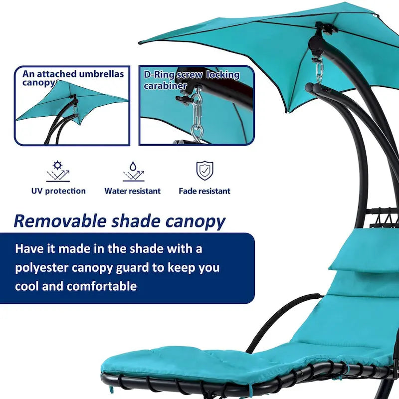 Outdoor Swing Chaise Lounge with Removable Canopy and Cushion
