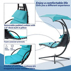 Outdoor Swing Chaise Lounge with Removable Canopy and Cushion