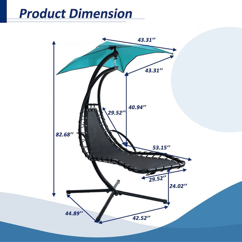 Outdoor Swing Chaise Lounge with Removable Canopy and Cushion